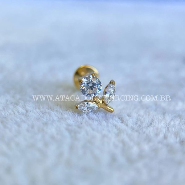 Labret Rosca Interna Titânio Flor Zircônias - Imagem 2