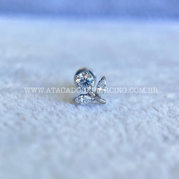 Labret Rosca Interna Titânio Flor Zircônias - Imagem 4