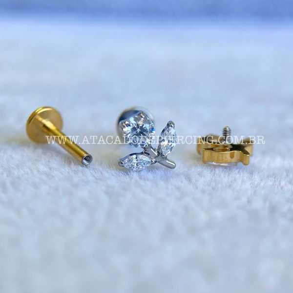 Labret Rosca Interna Titânio Flor Zircônias - Imagem 3