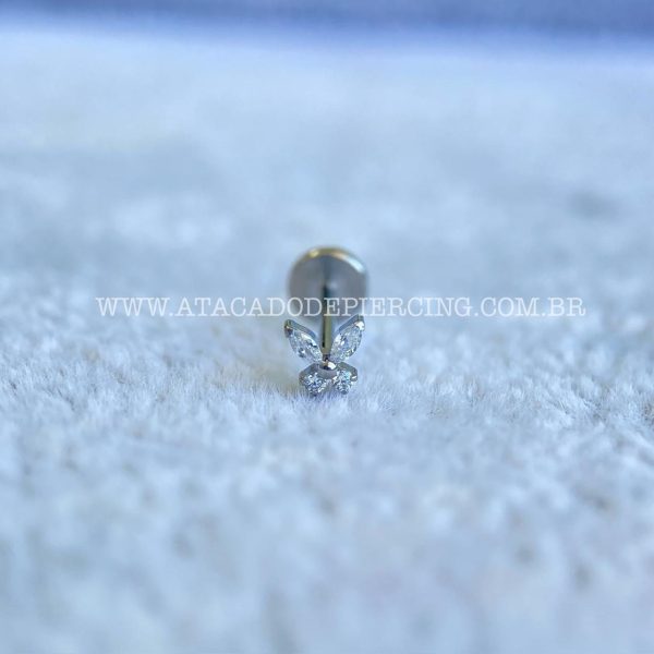 Labret Push Pin Titânio Borboleta Zircônias - Imagem 5