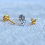 Labret Push Pin Titânio Borboleta Zircônias - Imagem 3