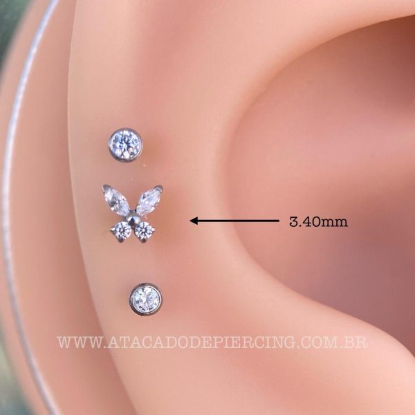 Labret Push Pin Titânio Borboleta Zircônias - Imagem 2