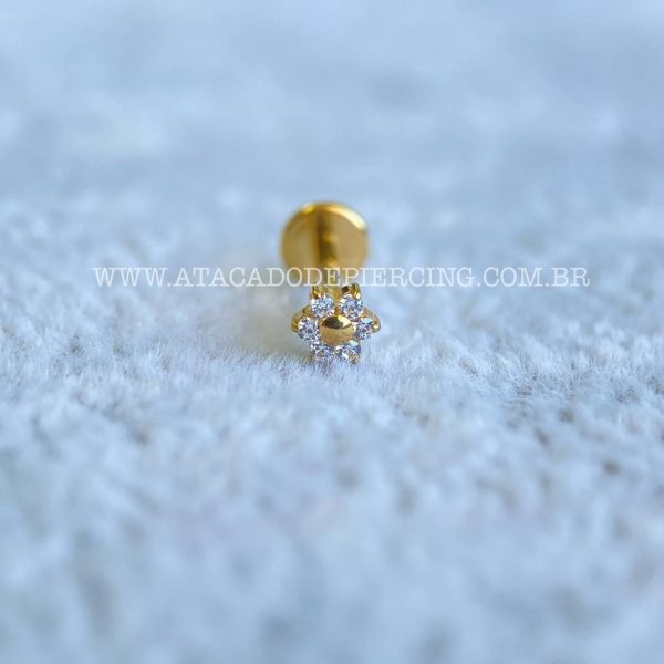 Labret Rosca Interna Titânio Flor Zircônias - Imagem 2