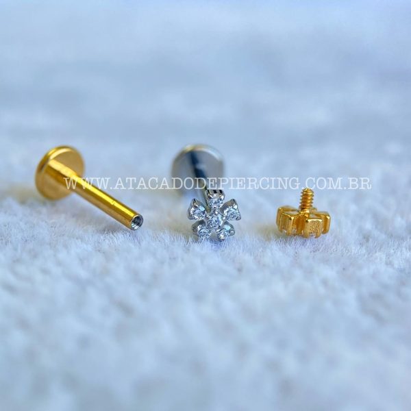 Labret Rosca Interna Titânio Flor Zircônias - Imagem 4