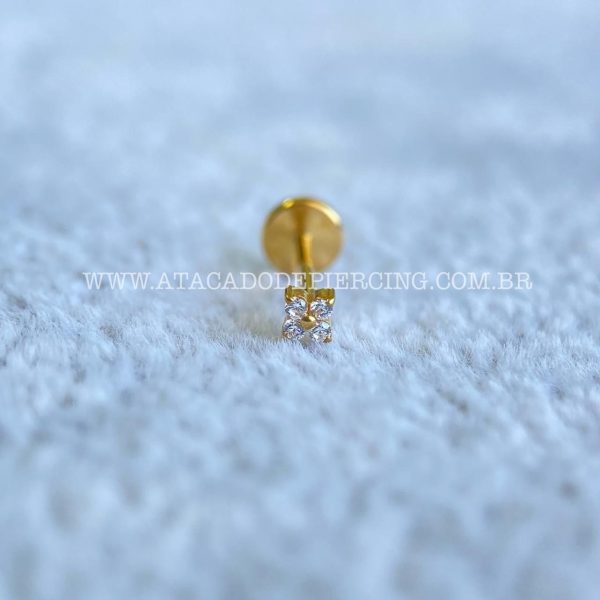 Labret Push Pin Titânio Trevo Zircônias - Imagem 4