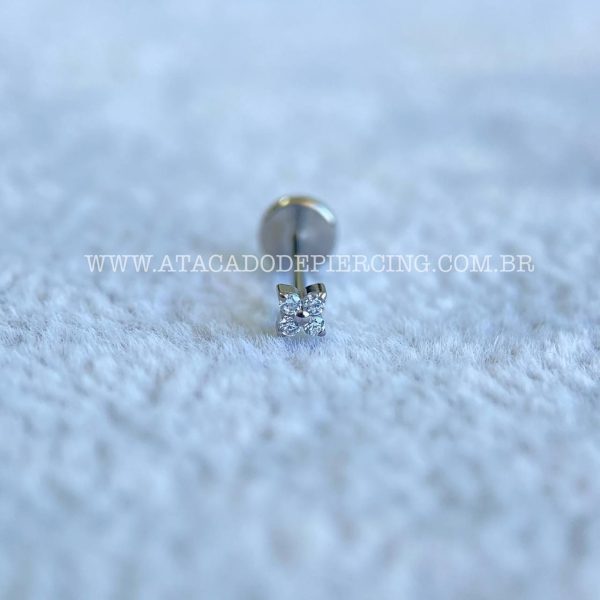 Labret Push Pin Titânio Trevo Zircônias - Imagem 3