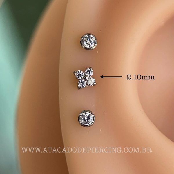 Labret Push Pin Titânio Trevo Zircônias - Imagem 2
