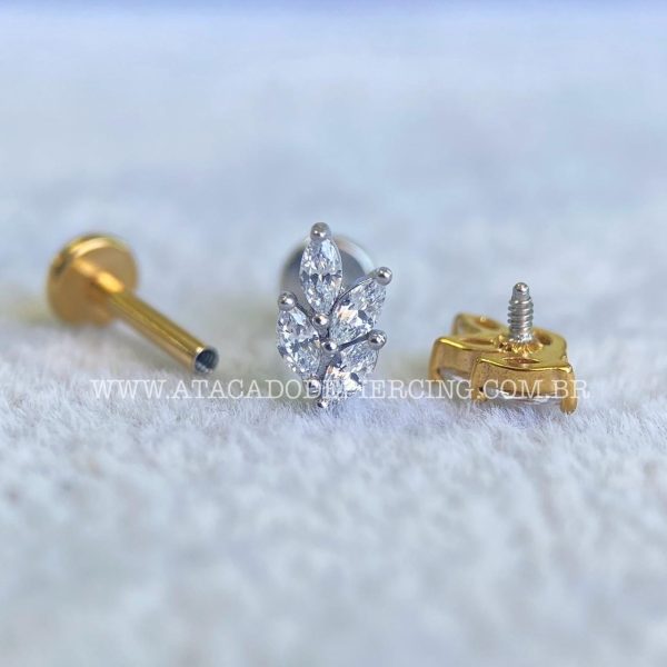 Labret Aço Rosca Interna Ramo Zircônias - Imagem 2