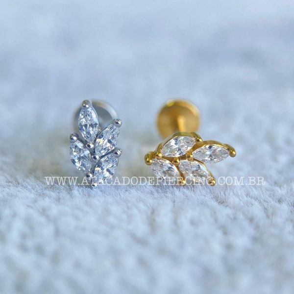 Labret Aço Rosca Interna Ramo Zircônias - Imagem 1