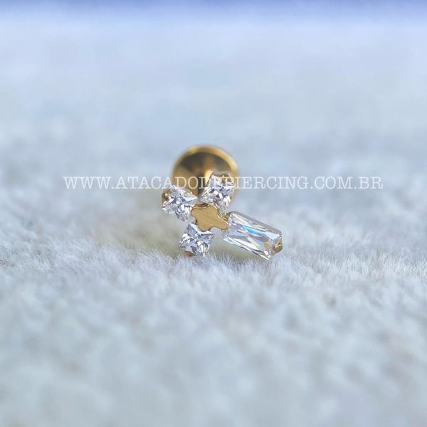 Labret Rosca Interna Titânio Cruz Zircônias - Imagem 2