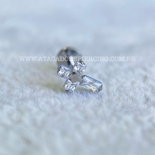 Labret Rosca Interna Titânio Cruz Zircônias - Imagem 4