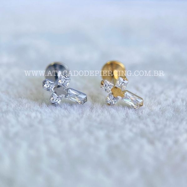 Labret Rosca Interna Titânio Cruz Zircônias - Imagem 1