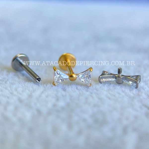 Labret Rosca Interna Titânio Gravatinha Zircônias - Imagem 2