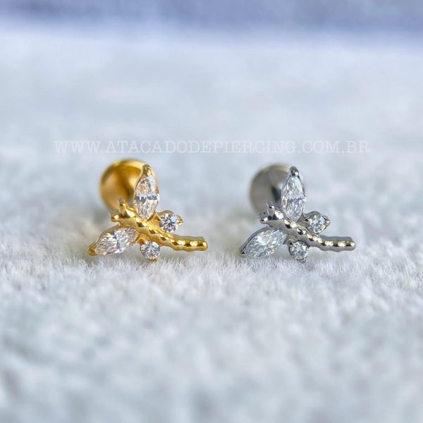 Labret Rosca Interna Titânio Libélula Zircônias - Imagem 1