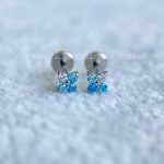 Labret Rosca Interna Titânio Trevo Zircônias Azul
