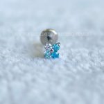Labret Rosca Interna Titânio Trevo Zircônias Azul - Imagem 2