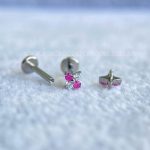 Labret Rosca Interna Titânio Trevo Zircônias Rosa - Imagem 2