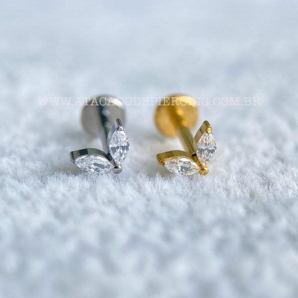 Labret Rosca Interna Titânio Flor de Lotus Zircônias - Imagem 1