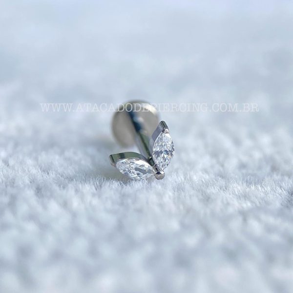 Labret Rosca Interna Titânio Flor de Lotus Zircônias - Imagem 4