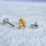 Labret Rosca Interna Titânio Flor de Lotus Zircônias - Imagem 3