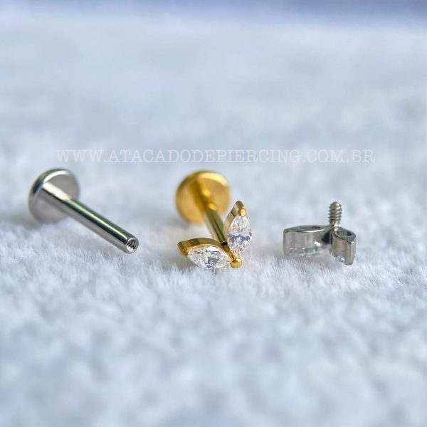 Labret Rosca Interna Titânio Flor de Lotus Zircônias - Imagem 3