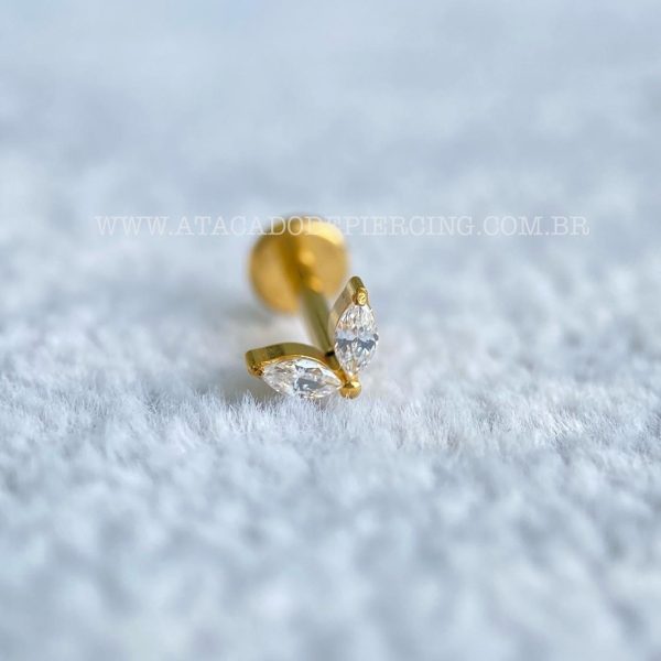 Labret Rosca Interna Titânio Flor de Lotus Zircônias - Imagem 2