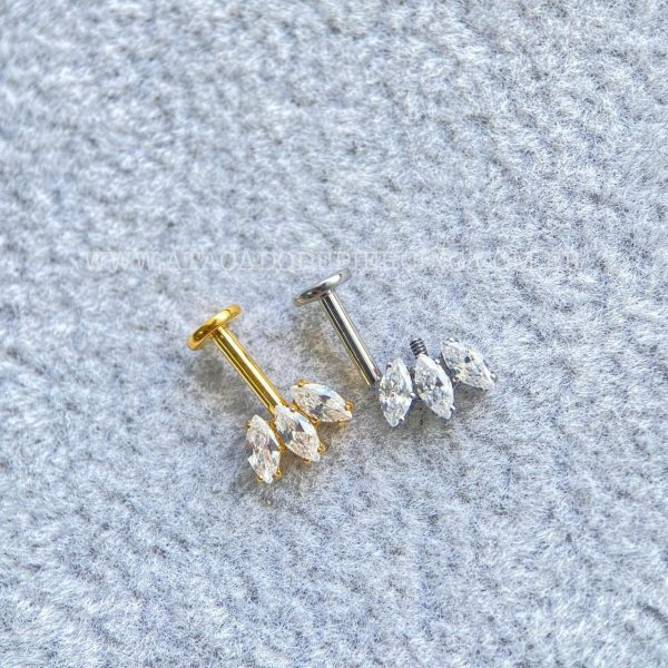 Labret Rosca Interna Titânio Cluster Frontal Zircônias - Imagem 3