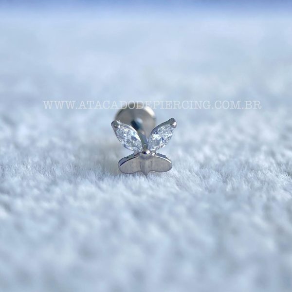 Labret Rosca Interna Titânio Borboleta Zircônias - Imagem 4