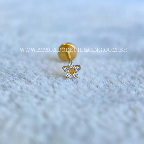 Labret Push Pin Titânio Estrela Zircônias - Imagem 4
