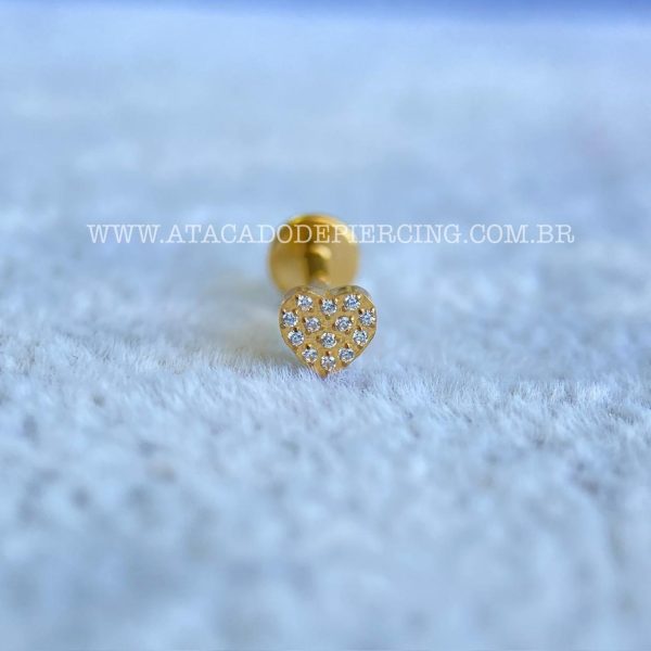 Labret Push Pin Titânio Coração Zircônias - Imagem 4