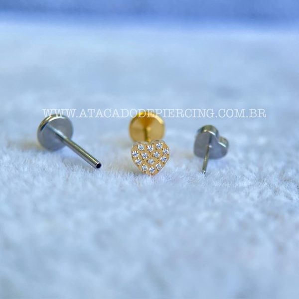 Labret Push Pin Titânio Coração Zircônias - Imagem 3