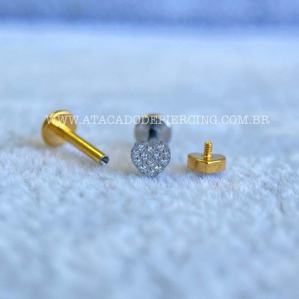Labret Rosca Interna Titânio Coração Zircônias - Imagem 3