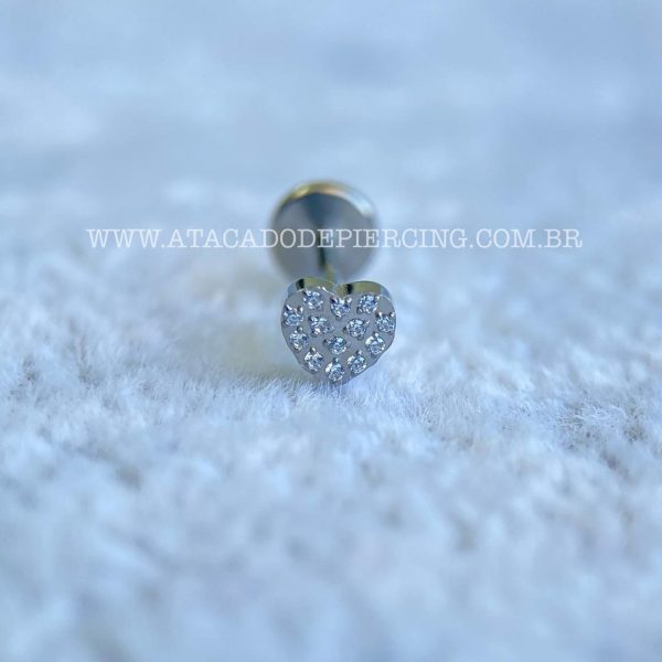 Labret Push Pin Titânio Coração Zircônias - Imagem 6