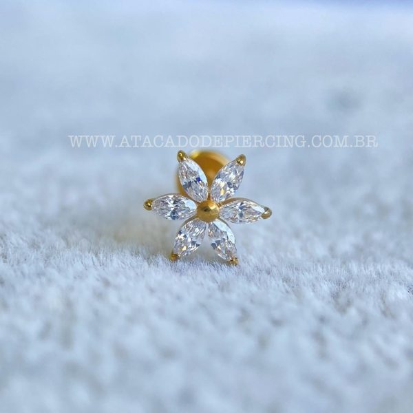 Labret Rosca Interna Titânio Flor Zircônias - Imagem 2