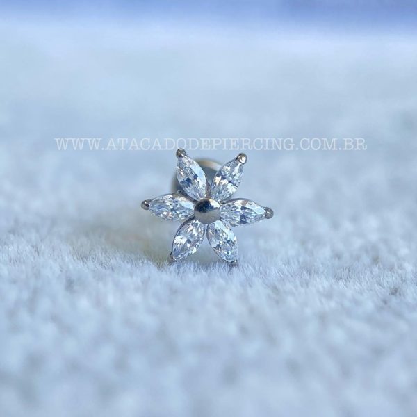 Labret Rosca Interna Titânio Flor Zircônias - Imagem 4