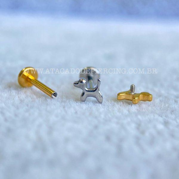 Labret Rosca Interna Cachorrinho Titânio - Imagem 2