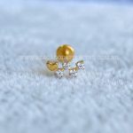 Labret Rosca Interna Titânio Cluster Zircônias Gold Pvd - Imagem 4
