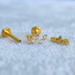 Labret Rosca Interna Titânio Cluster Zircônias Gold Pvd - Imagem 2