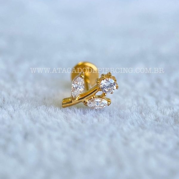 Labret Rosca Interna Titânio Flor Zircônias - Imagem 2