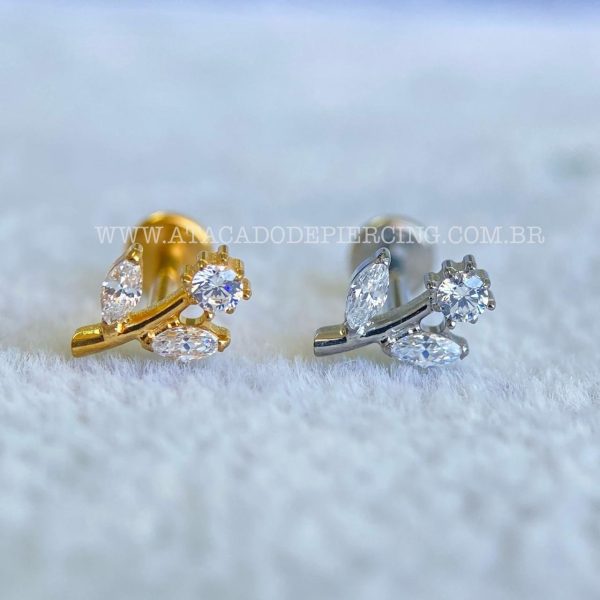 Labret Rosca Interna Titânio Flor Zircônias - Imagem 1