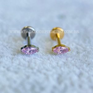 Labret Rosca Interna Titânio Zircônia Rosa