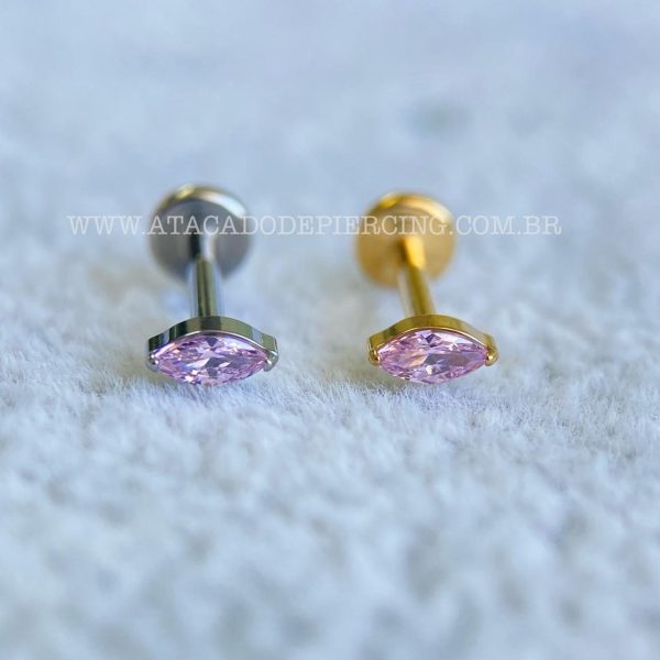 Labret Rosca Interna Titânio Zircônia Rosa - Imagem 1