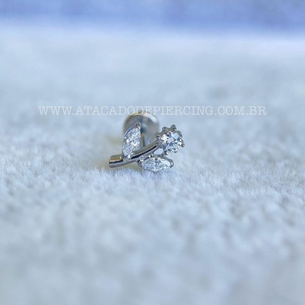 Labret Rosca Interna Titânio Flor Zircônias - Imagem 4