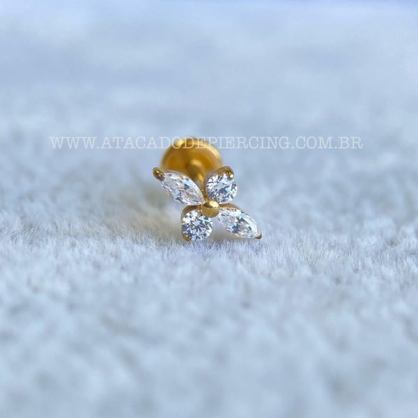 Labret Rosca Interna Flor Titânio Zircônias - Imagem 2
