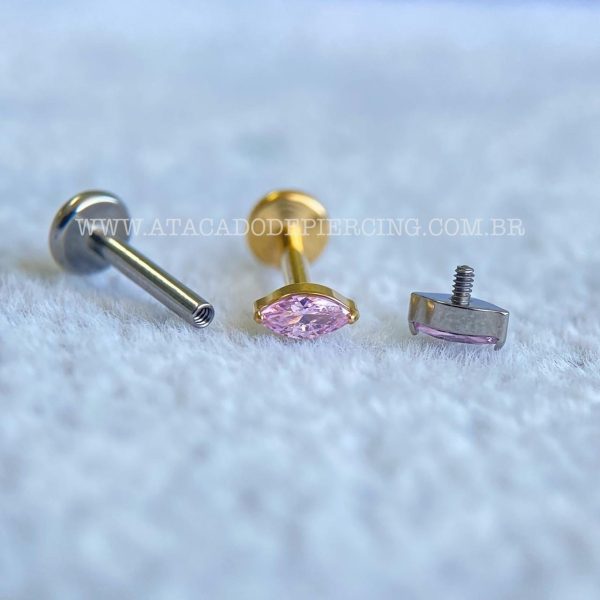 Labret Rosca Interna Titânio Zircônia Rosa - Imagem 4