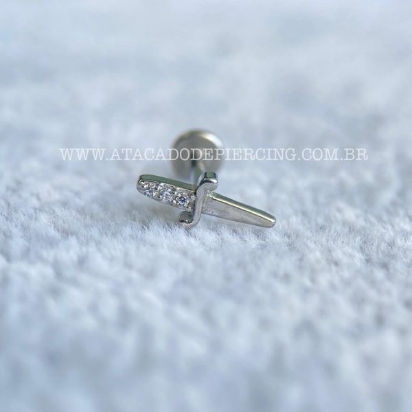 Labret Rosca Interna Aço Adaga Zircônias - Imagem 4