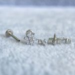 Labret Rosca Interna Aço Flor Zircônias - Imagem 2