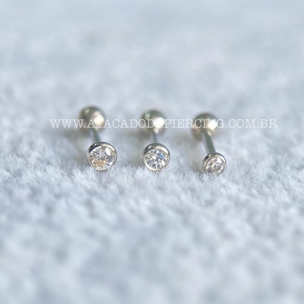 Minibarbell Ouro 18k Zircônia - Imagem 4