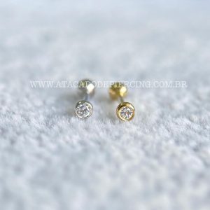 Minibarbell Ouro 18k Zircônia