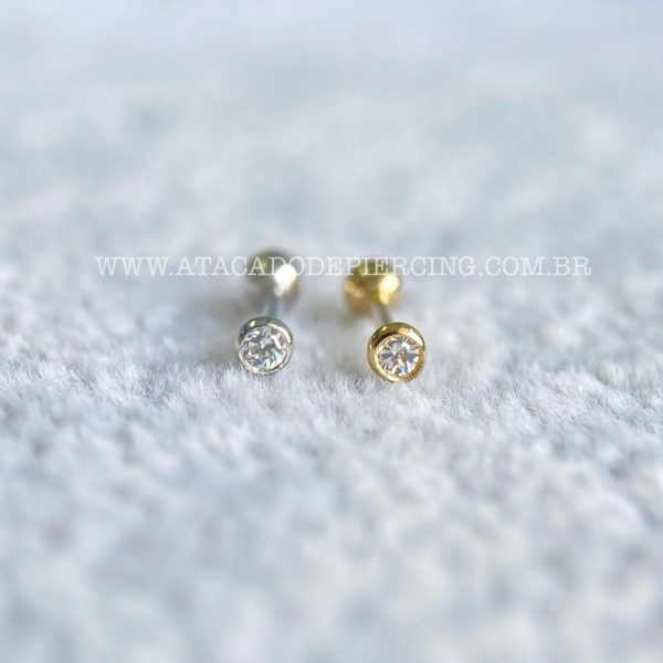 Minibarbell Ouro 18k Zircônia - Imagem 1